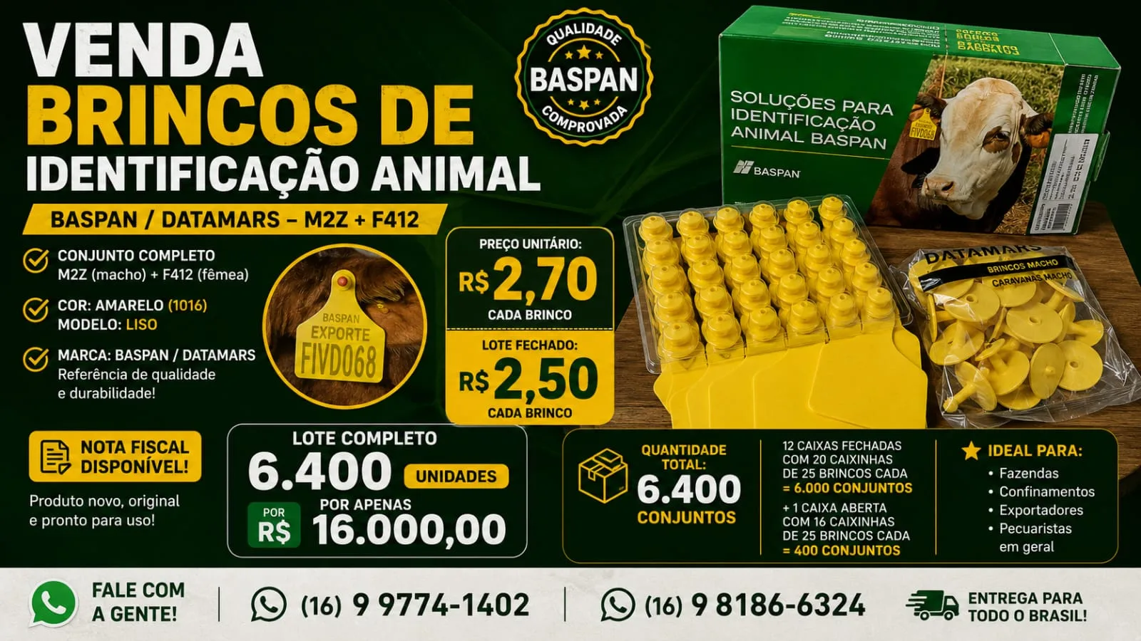 Oferta de brincos de identificação animal BASPAN DATAMARS